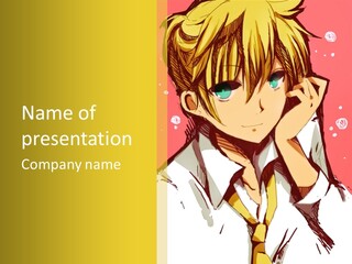 A Young Man With Blonde Hair Wearing A Tie PowerPoint Template