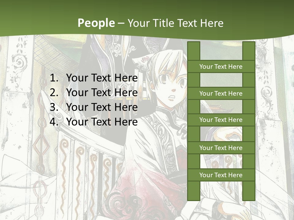 A Couple Of Anime Characters Sitting On A Bench PowerPoint Template