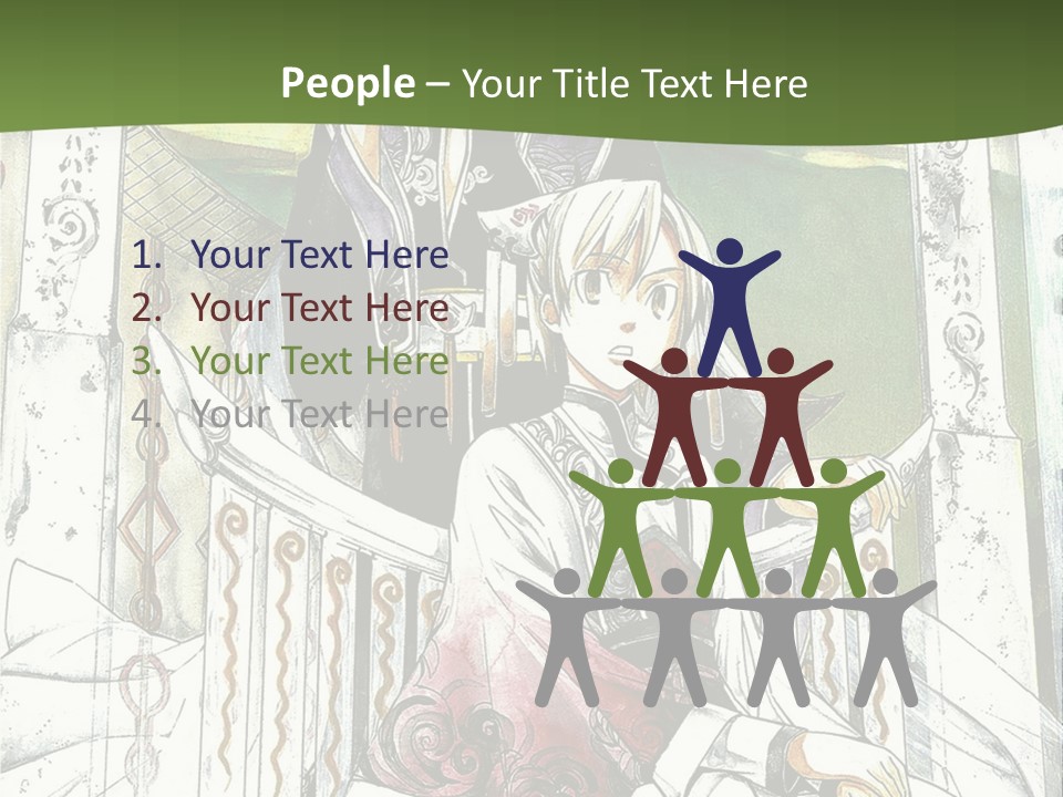 A Couple Of Anime Characters Sitting On A Bench PowerPoint Template