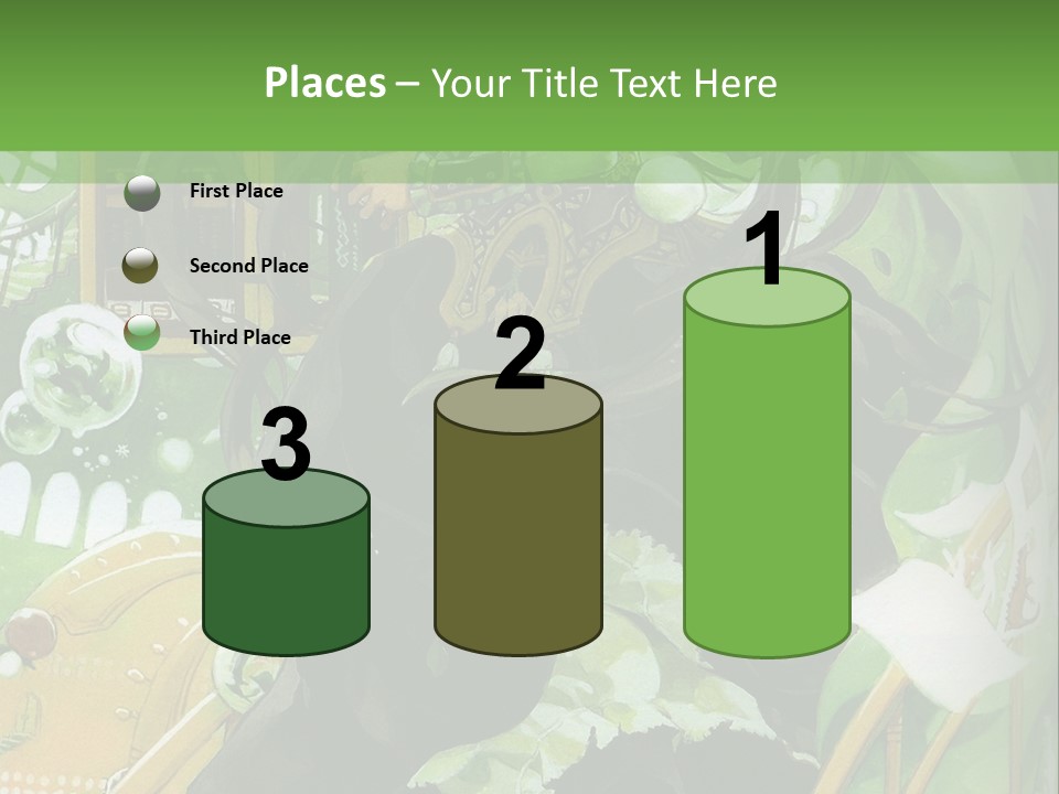 A Woman In A Green Dress Is Standing On Steps PowerPoint Template