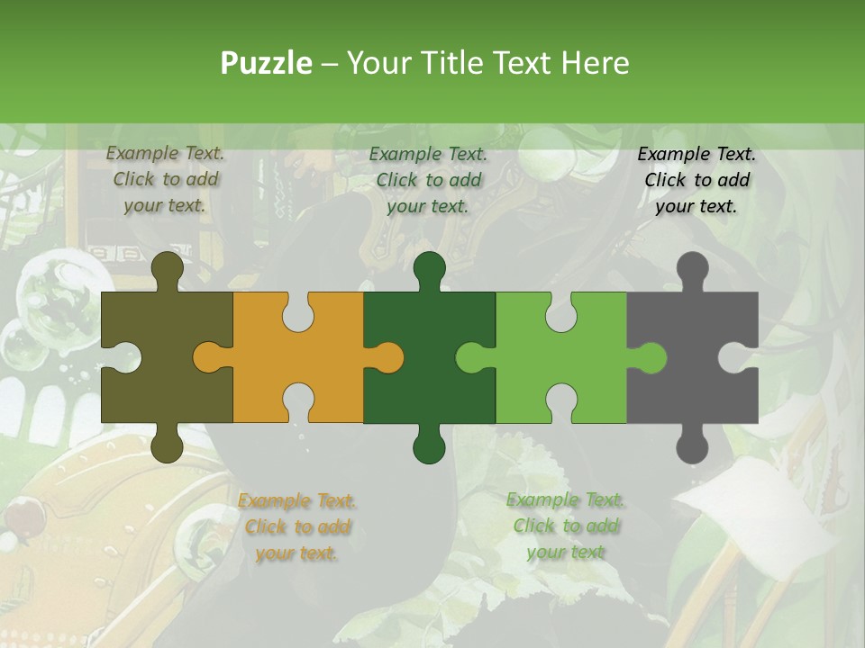 A Woman In A Green Dress Is Standing On Steps PowerPoint Template