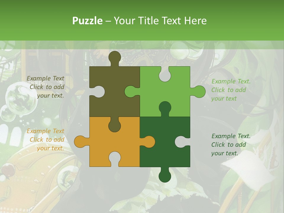 A Woman In A Green Dress Is Standing On Steps PowerPoint Template