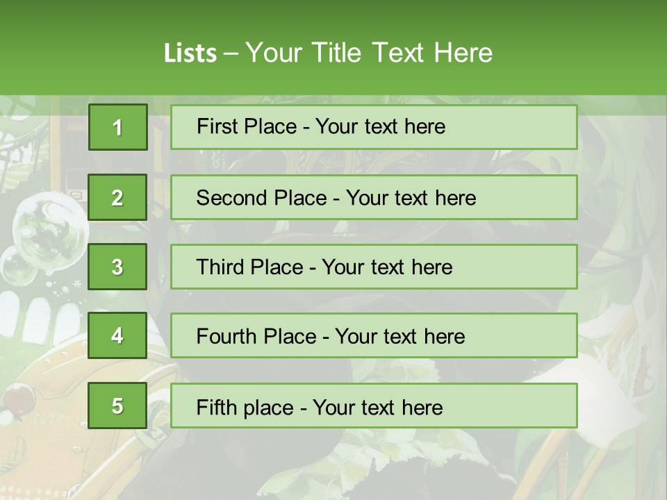A Woman In A Green Dress Is Standing On Steps PowerPoint Template