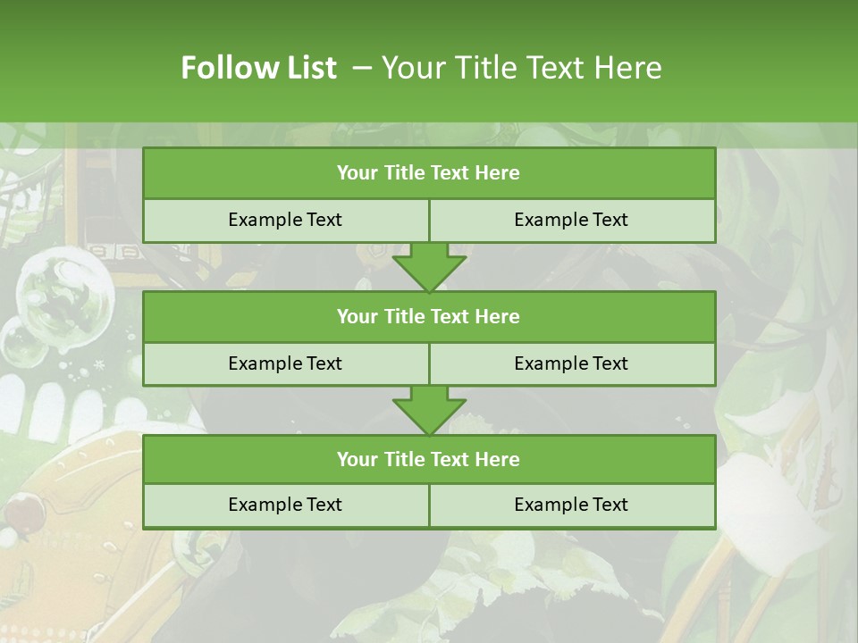 A Woman In A Green Dress Is Standing On Steps PowerPoint Template