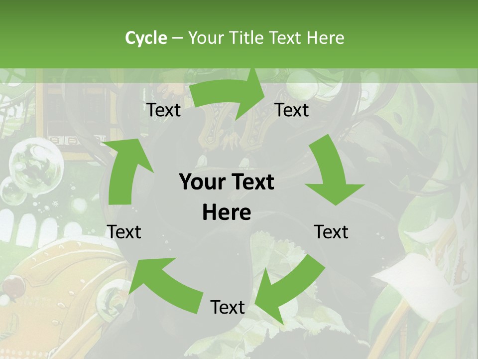 A Woman In A Green Dress Is Standing On Steps PowerPoint Template