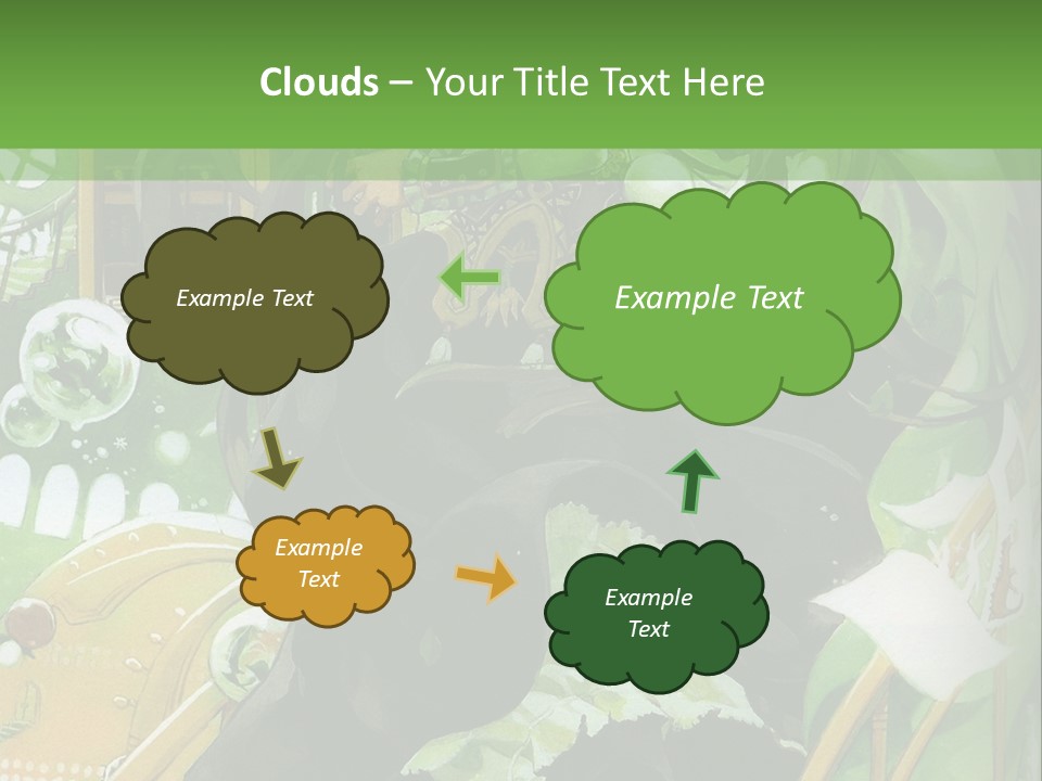 A Woman In A Green Dress Is Standing On Steps PowerPoint Template