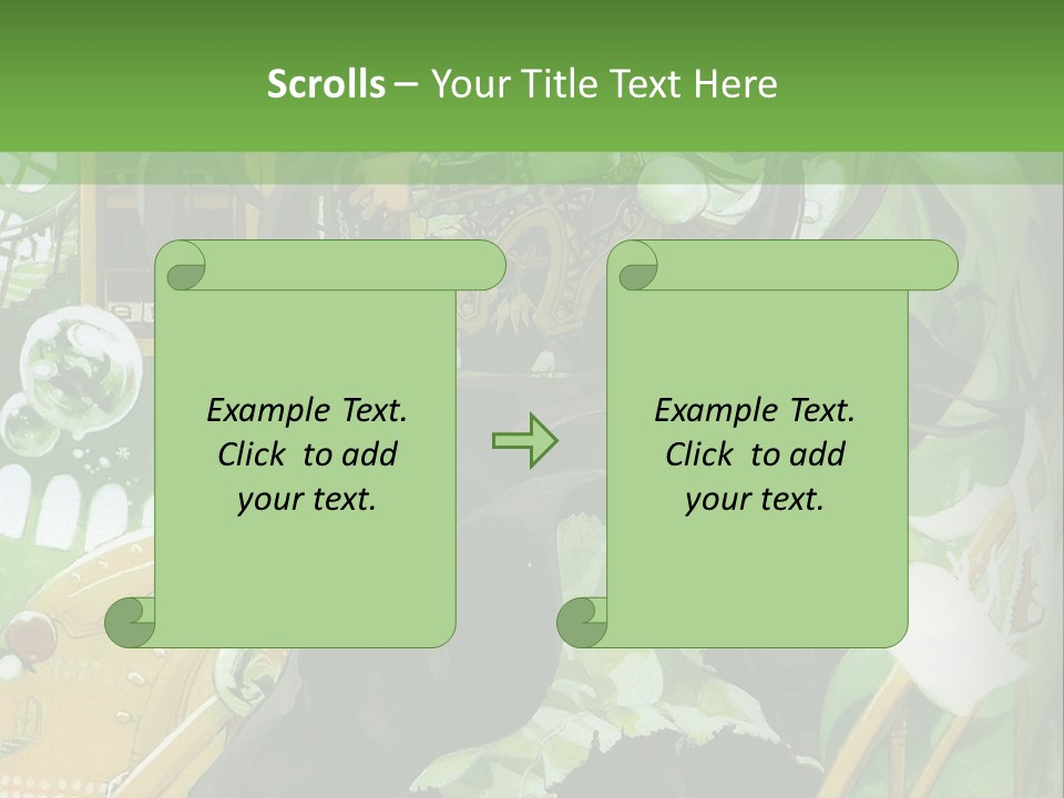 A Woman In A Green Dress Is Standing On Steps PowerPoint Template