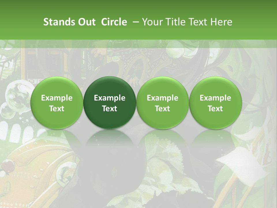 A Woman In A Green Dress Is Standing On Steps PowerPoint Template