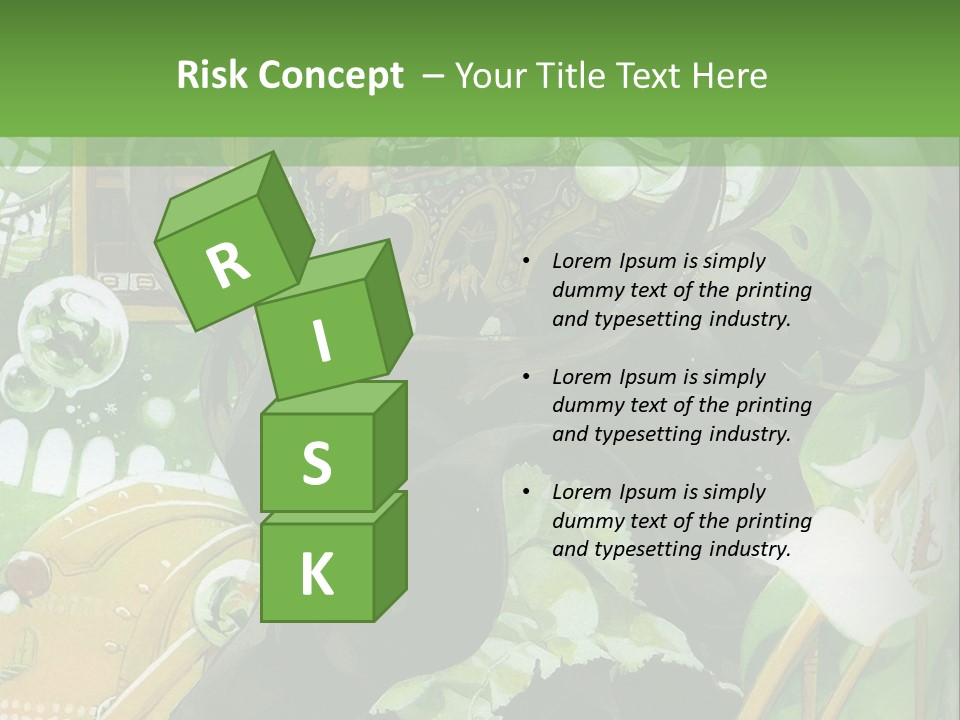 A Woman In A Green Dress Is Standing On Steps PowerPoint Template