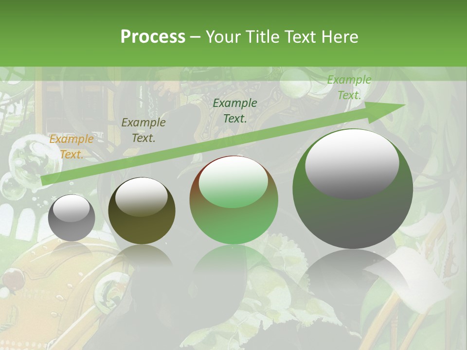 A Woman In A Green Dress Is Standing On Steps PowerPoint Template