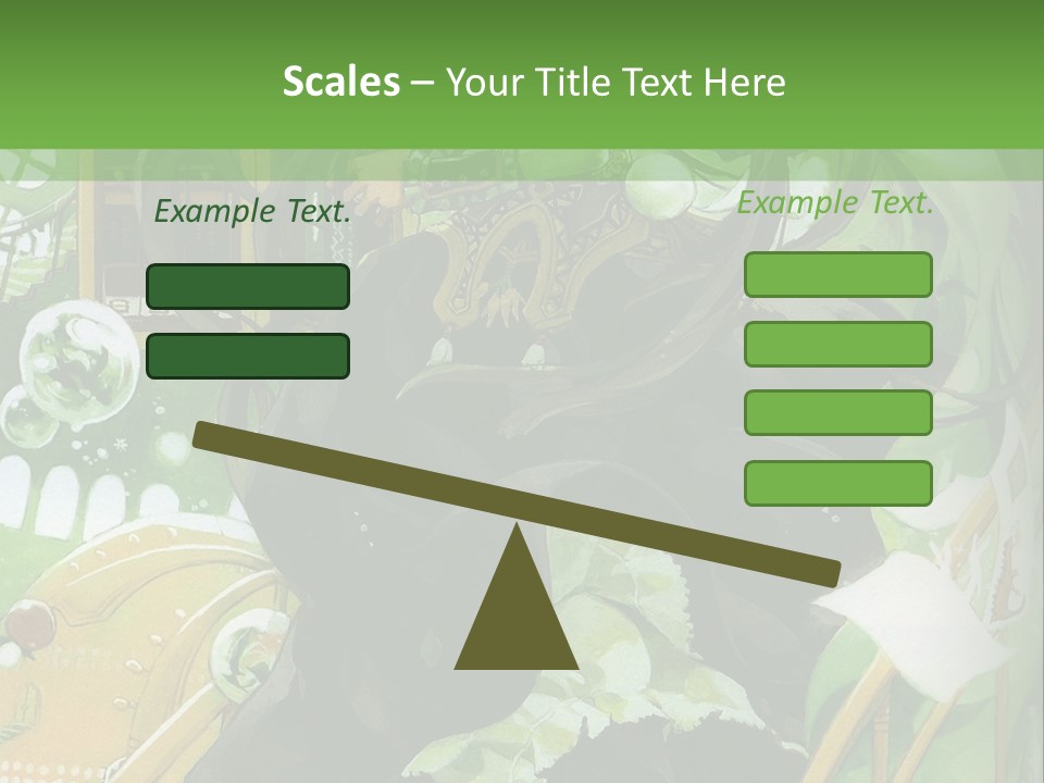 A Woman In A Green Dress Is Standing On Steps PowerPoint Template