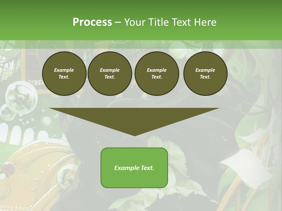 A Woman In A Green Dress Is Standing On Steps PowerPoint Template