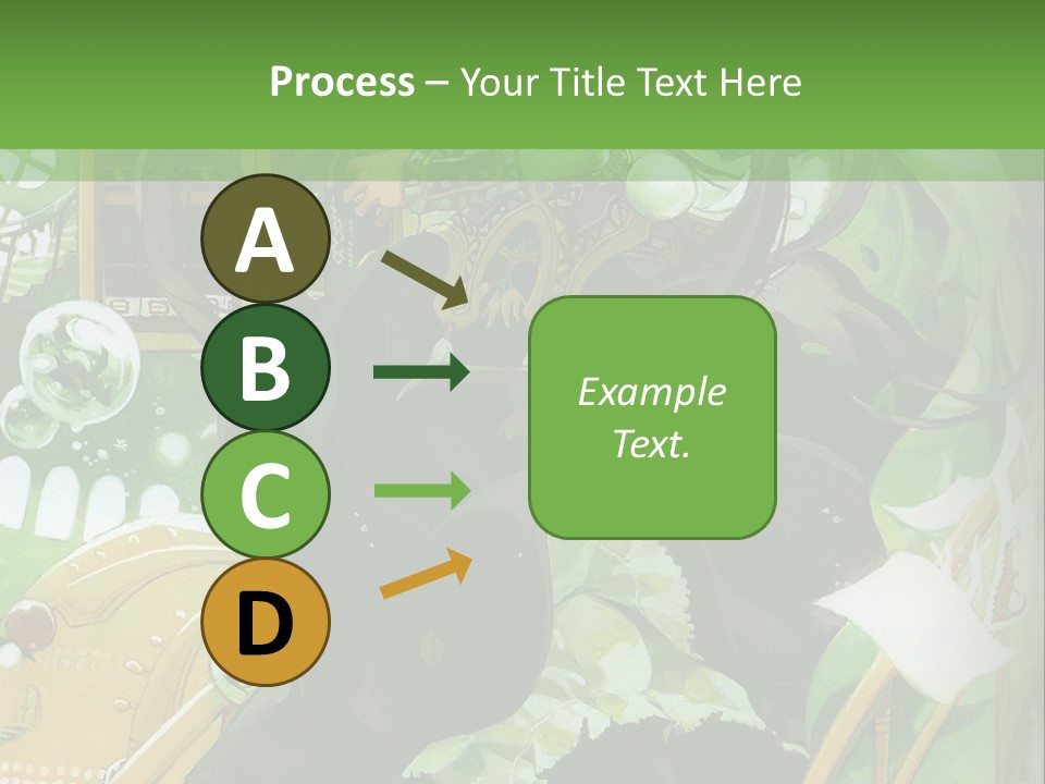 A Woman In A Green Dress Is Standing On Steps PowerPoint Template