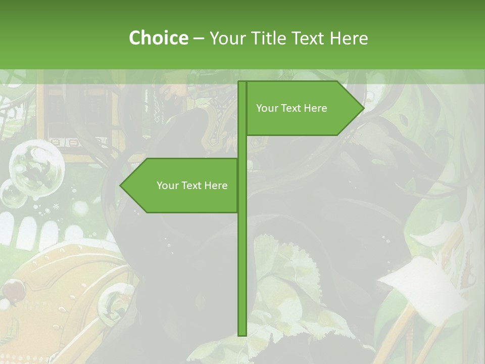 A Woman In A Green Dress Is Standing On Steps PowerPoint Template