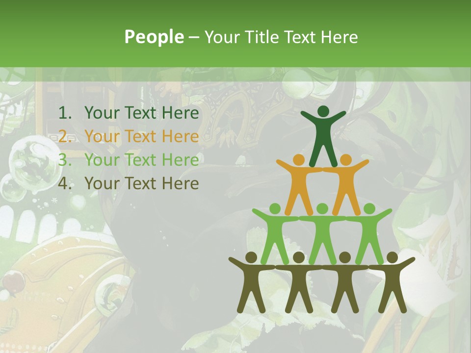 A Woman In A Green Dress Is Standing On Steps PowerPoint Template