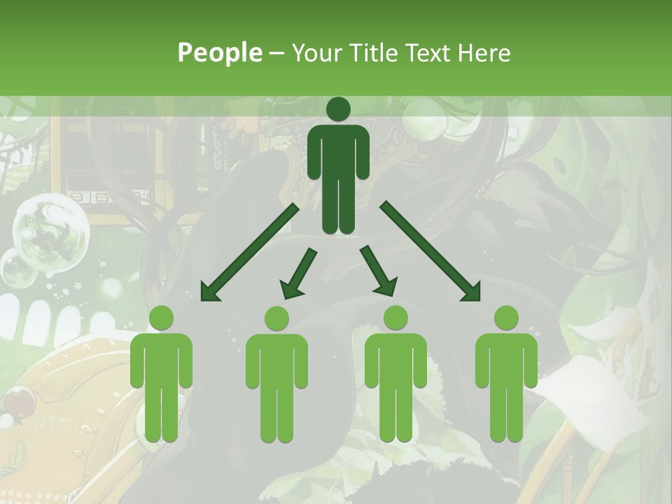 A Woman In A Green Dress Is Standing On Steps PowerPoint Template