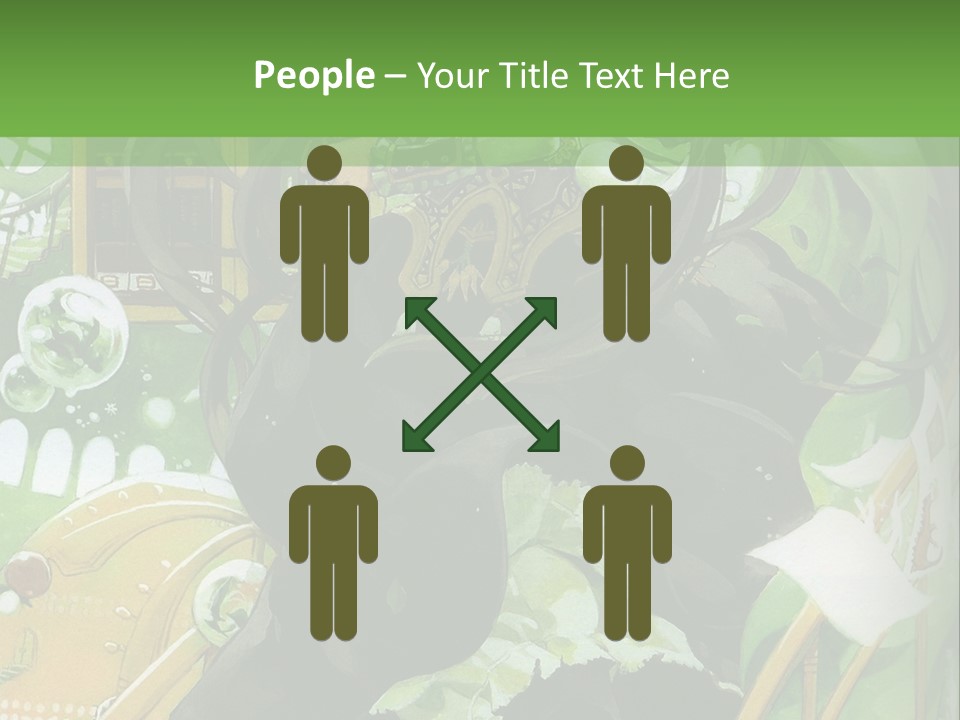 A Woman In A Green Dress Is Standing On Steps PowerPoint Template