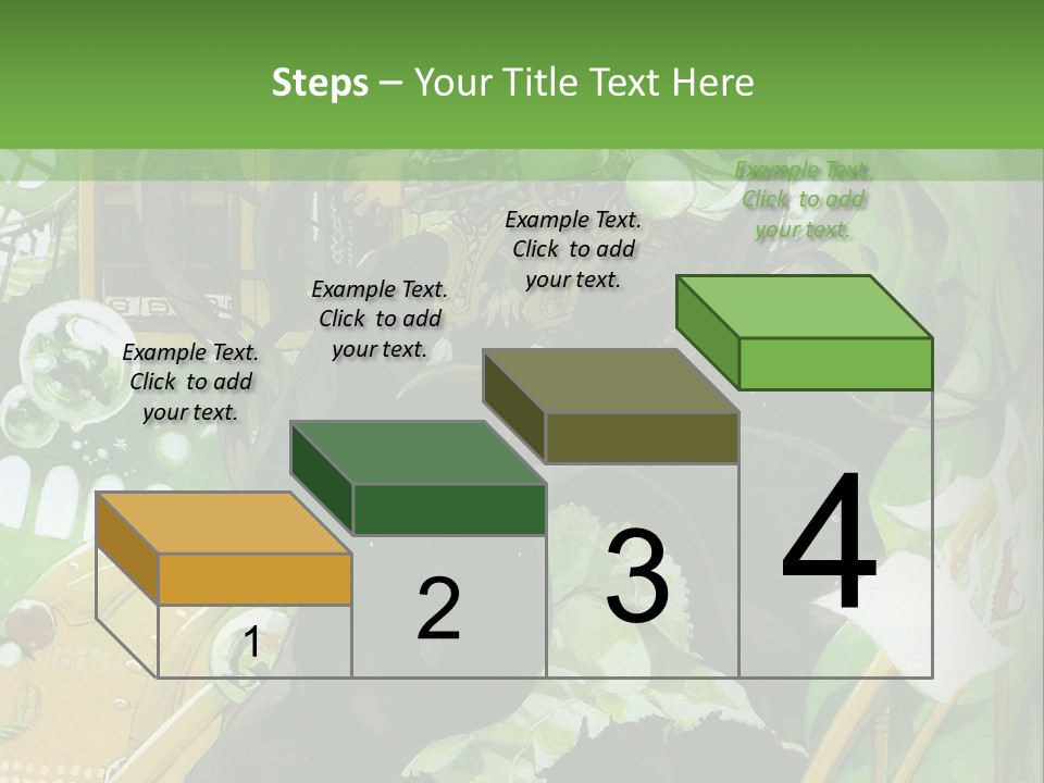 A Woman In A Green Dress Is Standing On Steps PowerPoint Template