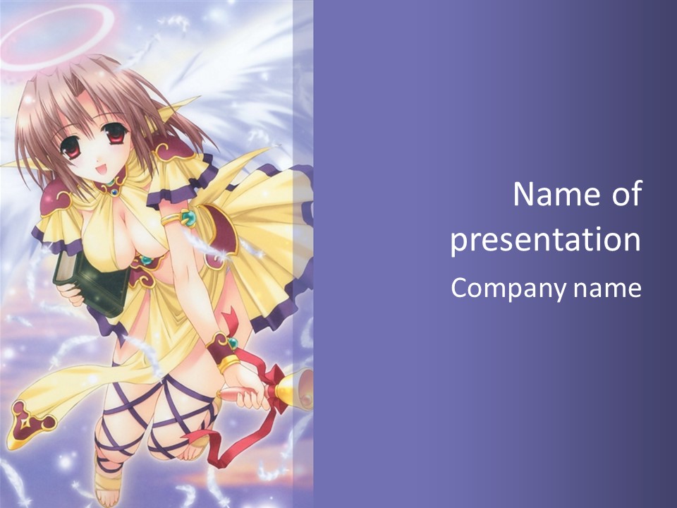 A Girl In A Yellow Dress With Angel Wings PowerPoint Template