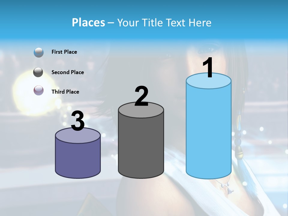 A Woman In A White Dress Standing In Front Of A Stage PowerPoint Template