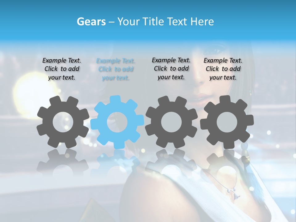 A Woman In A White Dress Standing In Front Of A Stage PowerPoint Template