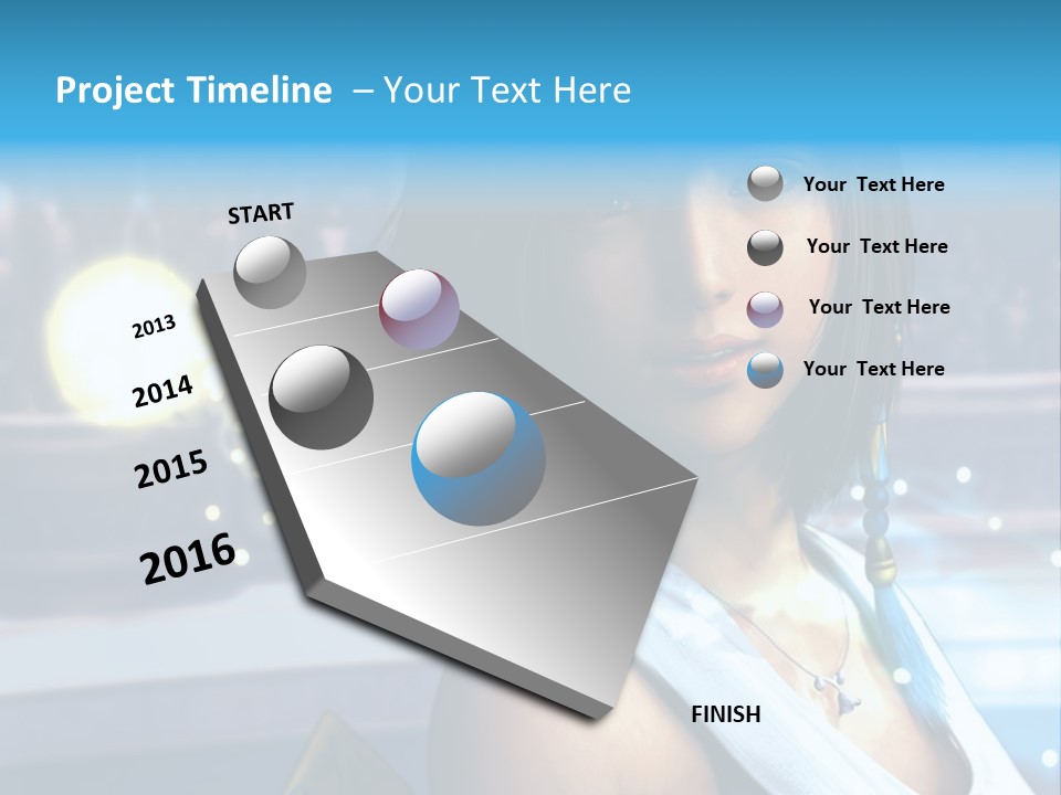 A Woman In A White Dress Standing In Front Of A Stage PowerPoint Template