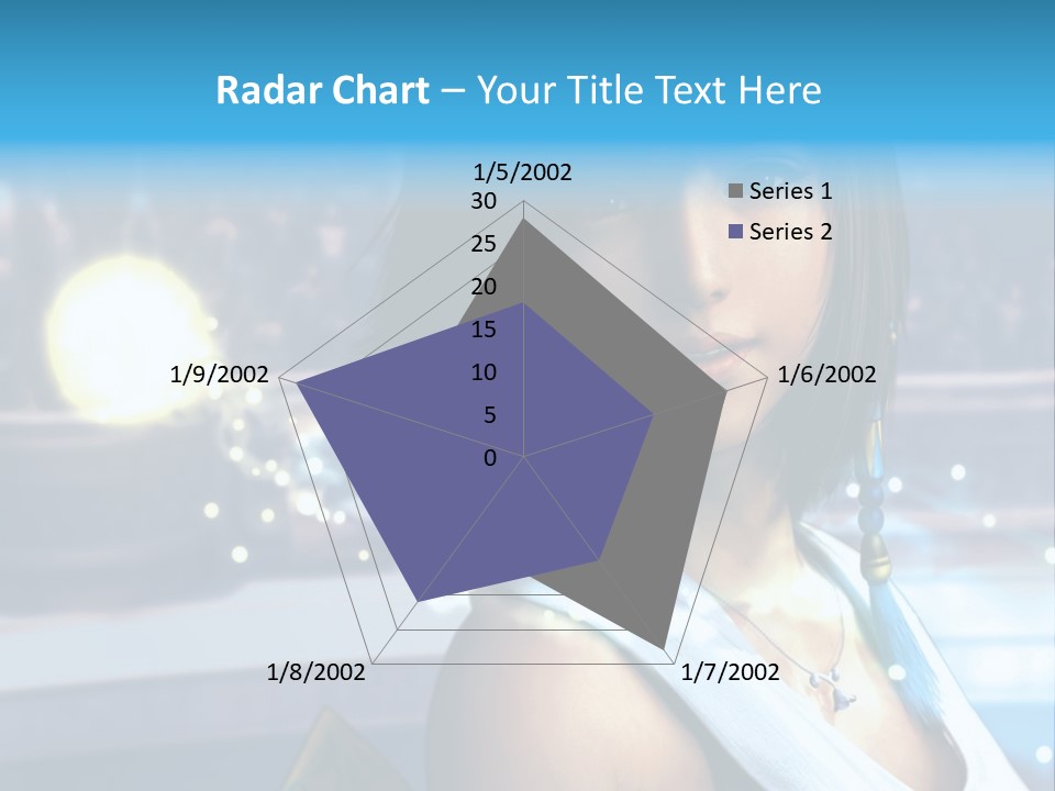 A Woman In A White Dress Standing In Front Of A Stage PowerPoint Template