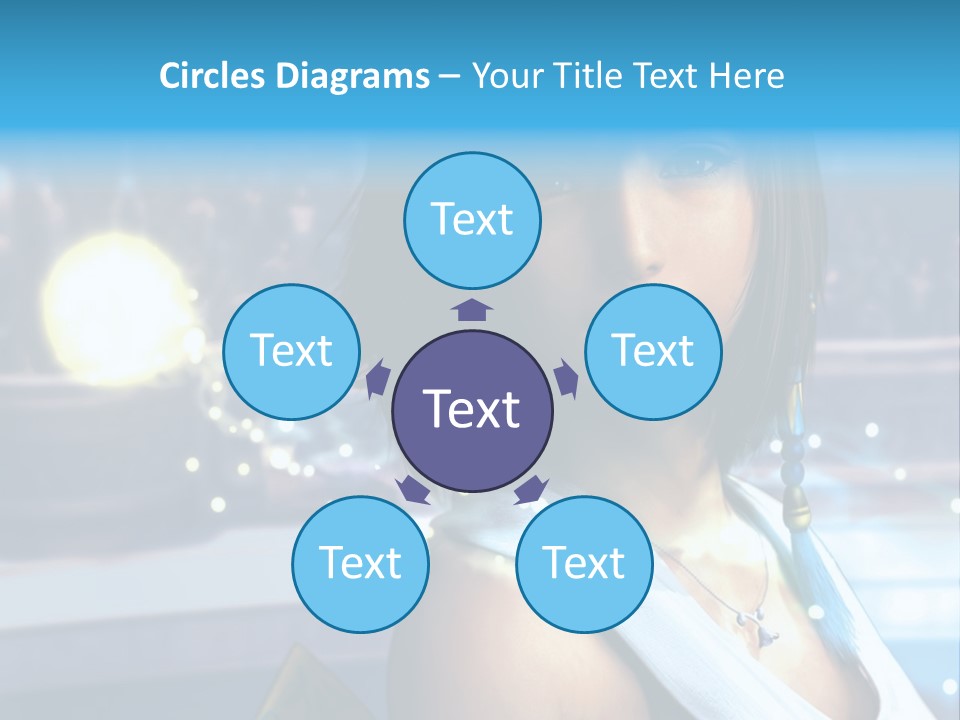 A Woman In A White Dress Standing In Front Of A Stage PowerPoint Template