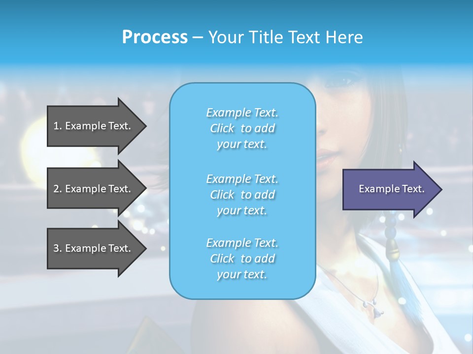 A Woman In A White Dress Standing In Front Of A Stage PowerPoint Template
