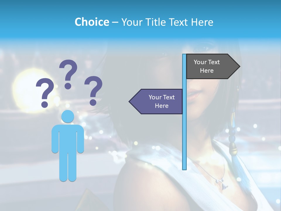 A Woman In A White Dress Standing In Front Of A Stage PowerPoint Template