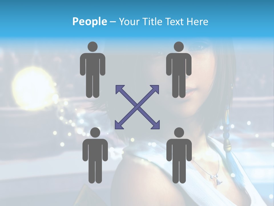 A Woman In A White Dress Standing In Front Of A Stage PowerPoint Template