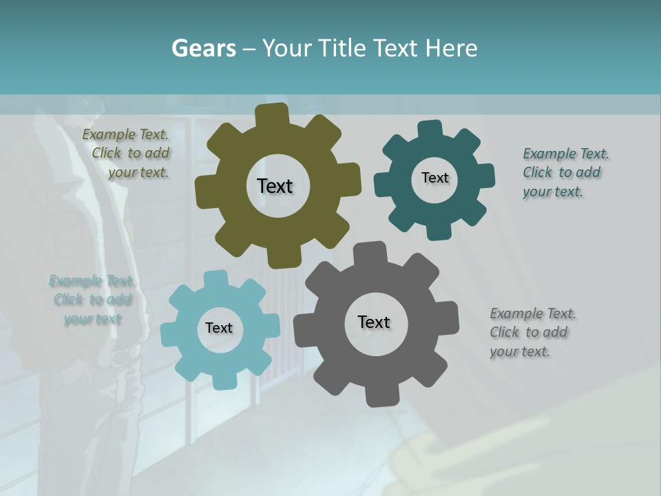 A Man Standing Next To A Woman In Front Of A Building PowerPoint Template