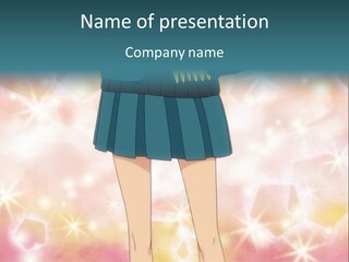 A Girl In A Blue Skirt Is Standing With Her Hands On Her Hips PowerPoint Template