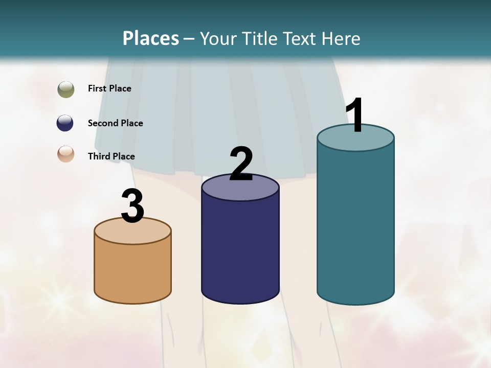 A Girl In A Blue Skirt Is Standing With Her Hands On Her Hips PowerPoint Template