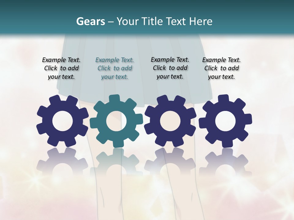 A Girl In A Blue Skirt Is Standing With Her Hands On Her Hips PowerPoint Template