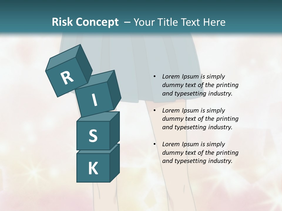 A Girl In A Blue Skirt Is Standing With Her Hands On Her Hips PowerPoint Template