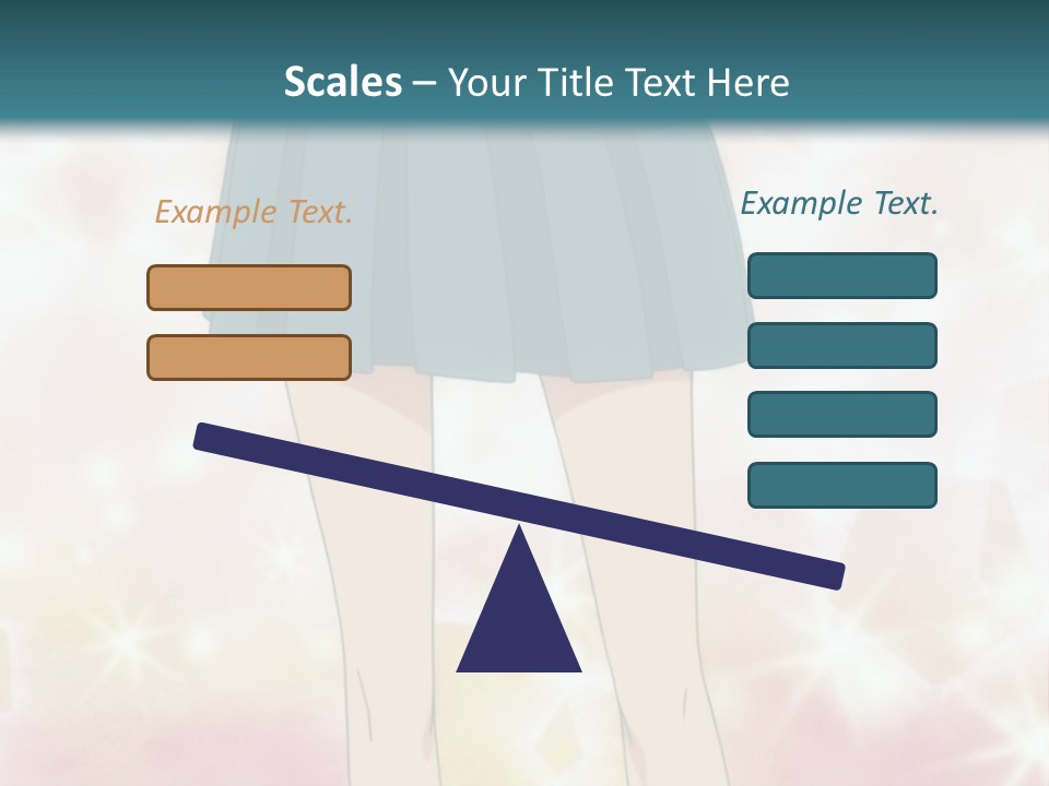 A Girl In A Blue Skirt Is Standing With Her Hands On Her Hips PowerPoint Template