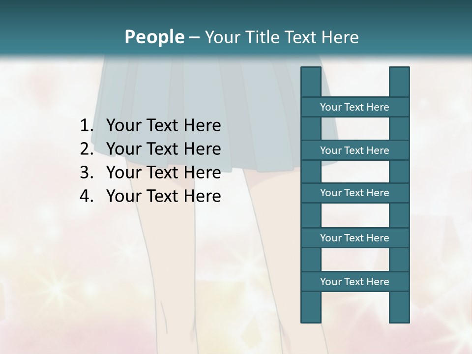 A Girl In A Blue Skirt Is Standing With Her Hands On Her Hips PowerPoint Template