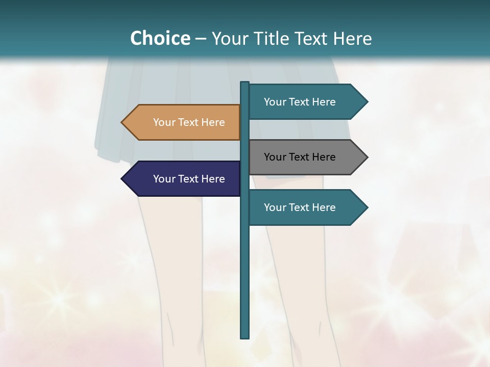 A Girl In A Blue Skirt Is Standing With Her Hands On Her Hips PowerPoint Template