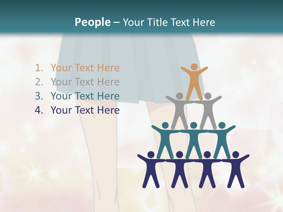 A Girl In A Blue Skirt Is Standing With Her Hands On Her Hips PowerPoint Template