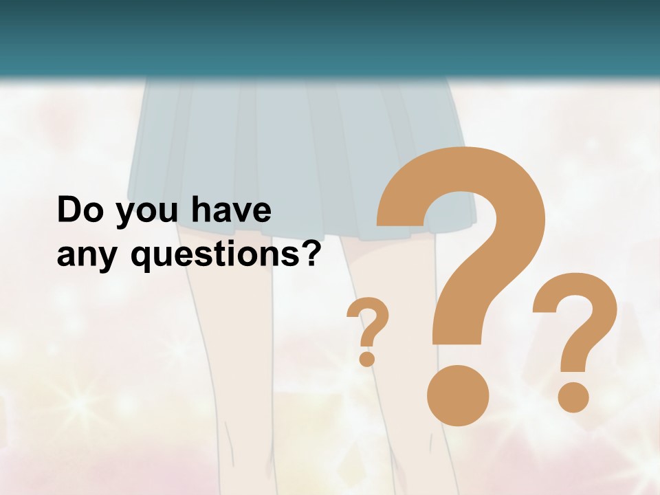 A Girl In A Blue Skirt Is Standing With Her Hands On Her Hips PowerPoint Template
