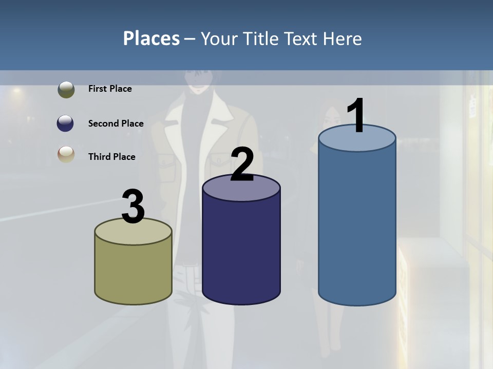 A Man And Woman Walking Down A Street At Night PowerPoint Template