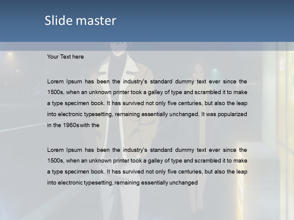 A Man And Woman Walking Down A Street At Night PowerPoint Template