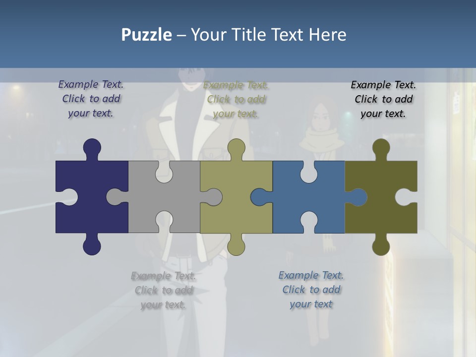 A Man And Woman Walking Down A Street At Night PowerPoint Template