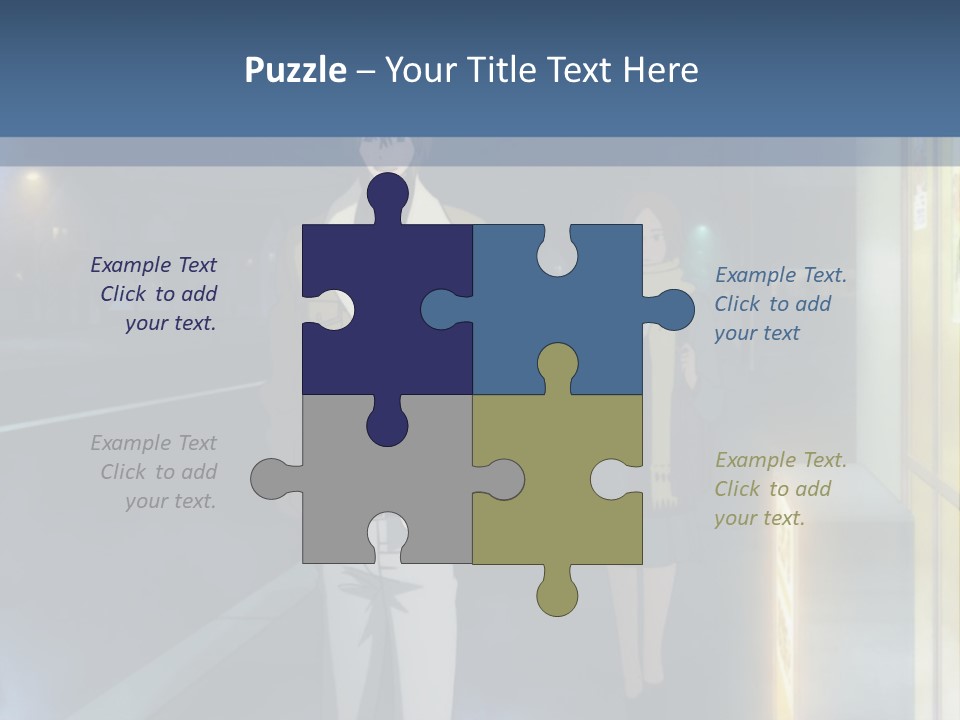 A Man And Woman Walking Down A Street At Night PowerPoint Template