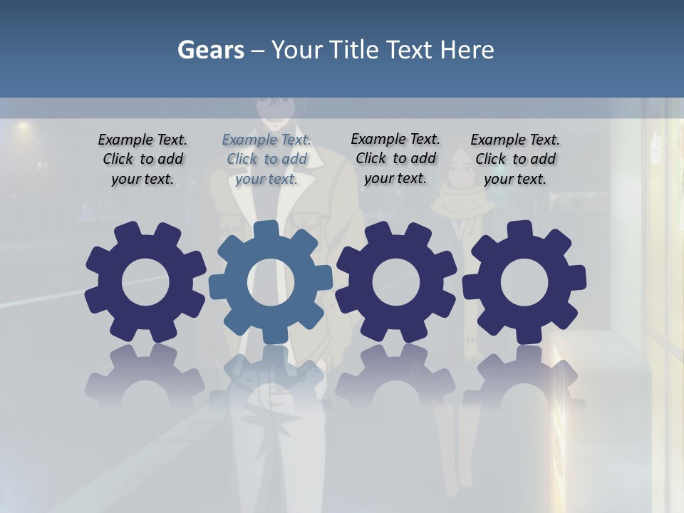 A Man And Woman Walking Down A Street At Night PowerPoint Template