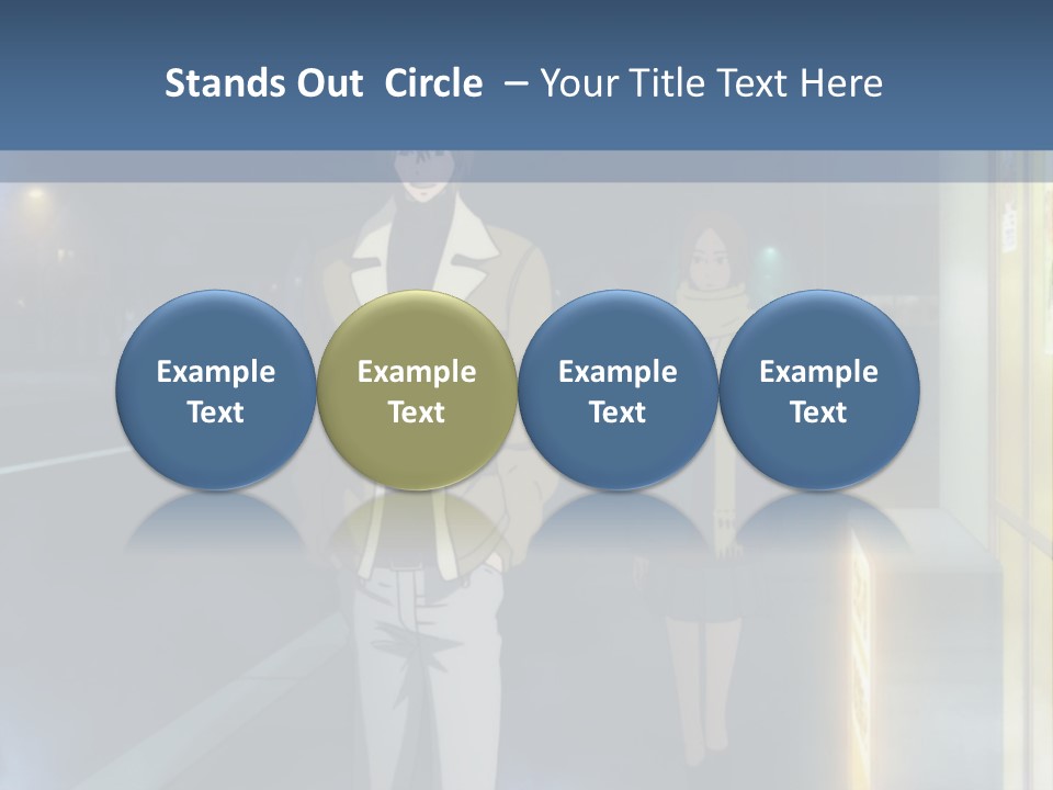 A Man And Woman Walking Down A Street At Night PowerPoint Template