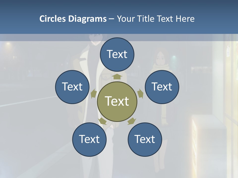 A Man And Woman Walking Down A Street At Night PowerPoint Template