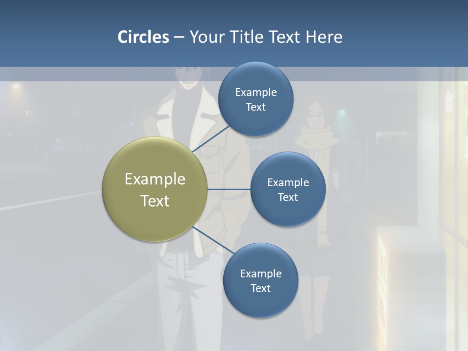 A Man And Woman Walking Down A Street At Night PowerPoint Template