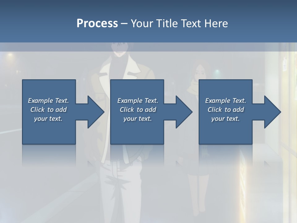 A Man And Woman Walking Down A Street At Night PowerPoint Template